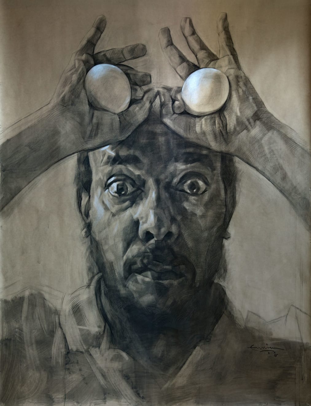 Ermias Ekube, Examining eggs #3 (from 'whose lives matter more? series), 2016
