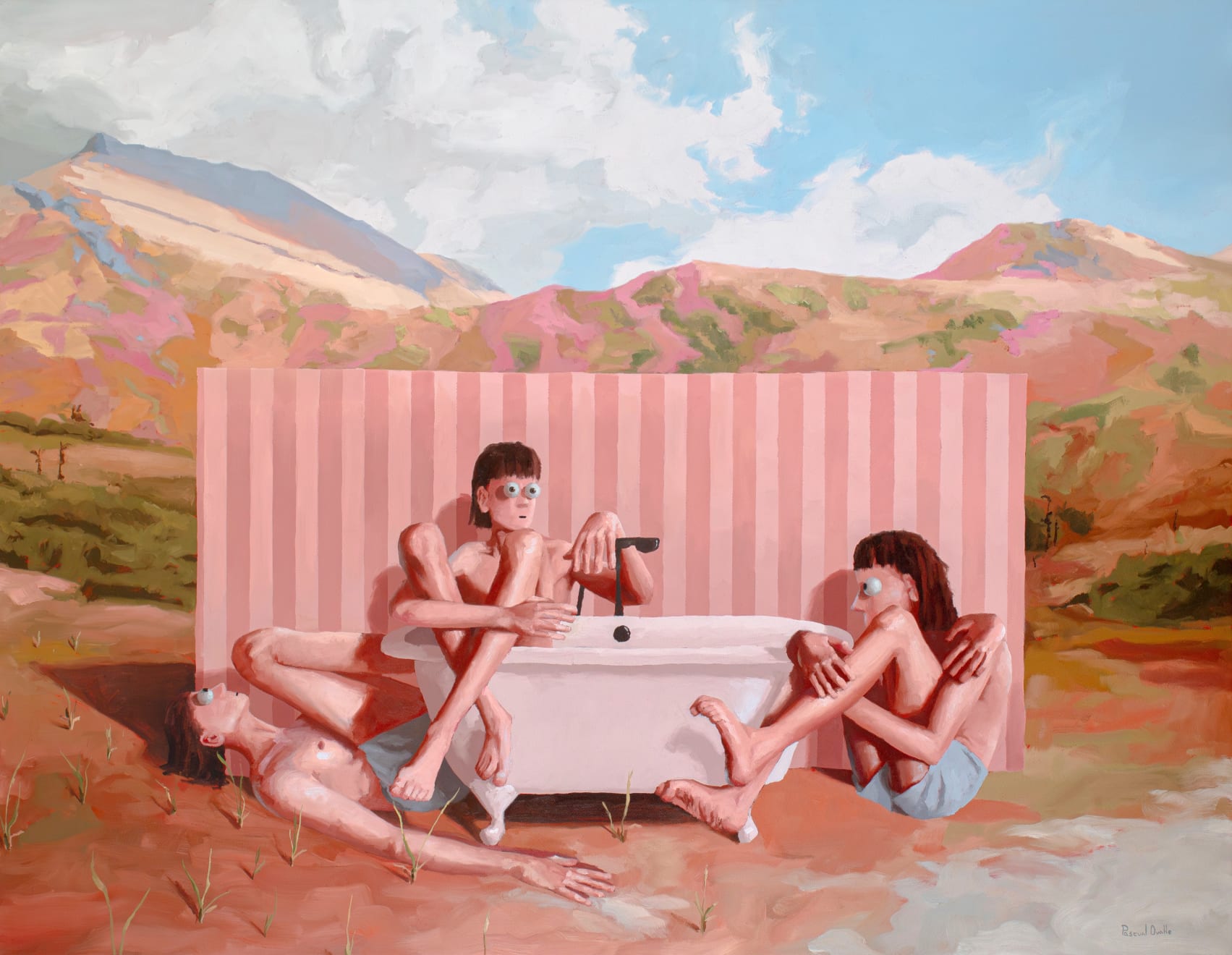 Pascual Ovalle, Three people outdoors (1), 2024