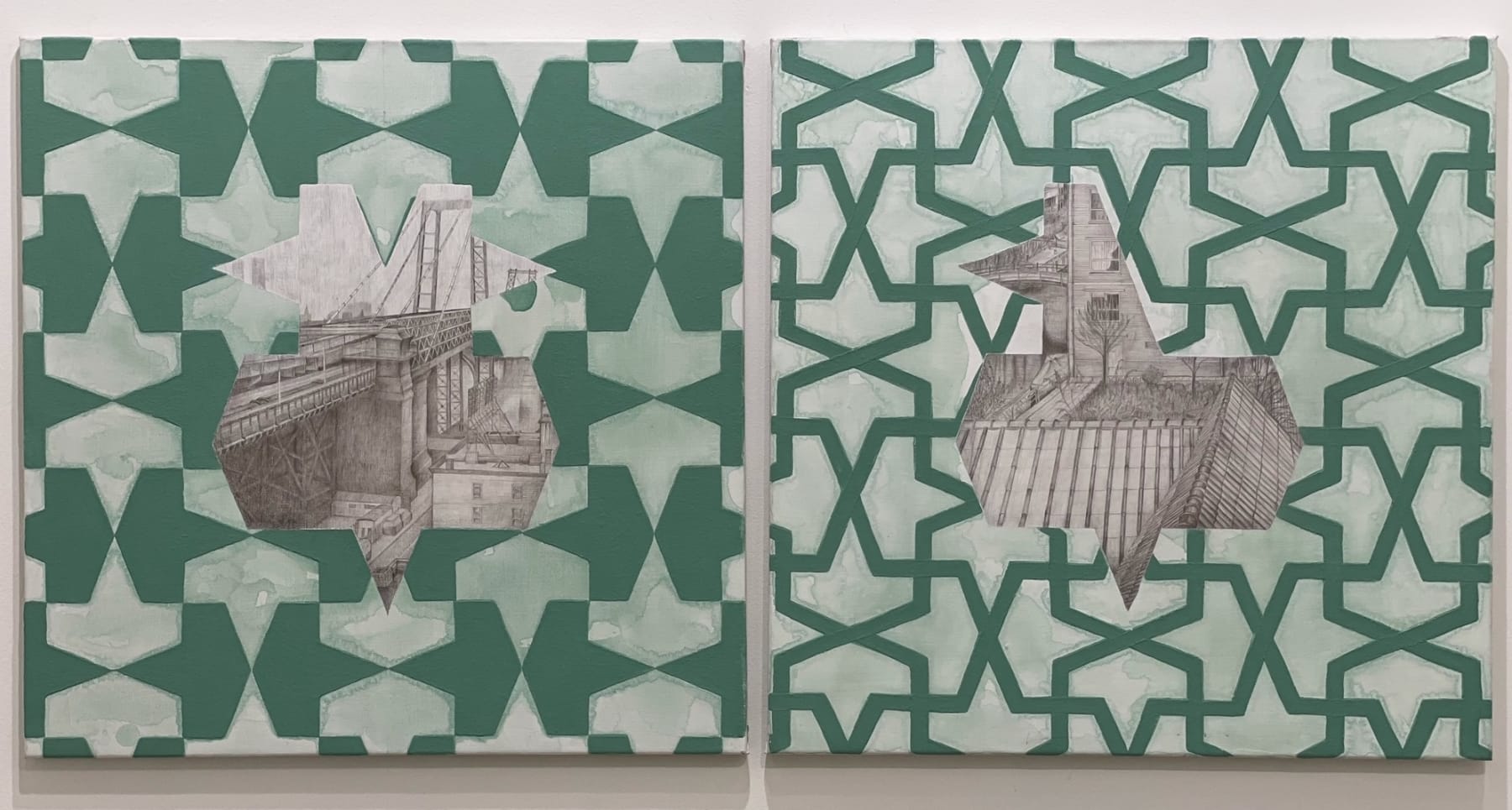 Praneet Soi, Bird - View across Williamsburg Bridge from Tung Fa Noodle Factory and Bird - View across the Jacob Van Lennep Canal, 2020