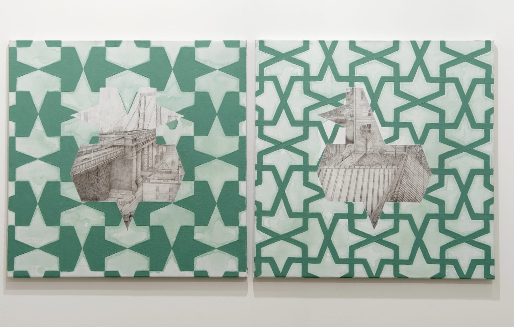 Praneet Soi, Bird - View across Williamsburg Bridge from Tung Fa Noodle Factory and Bird - View across the Jacob Van Lennep Canal, 2020