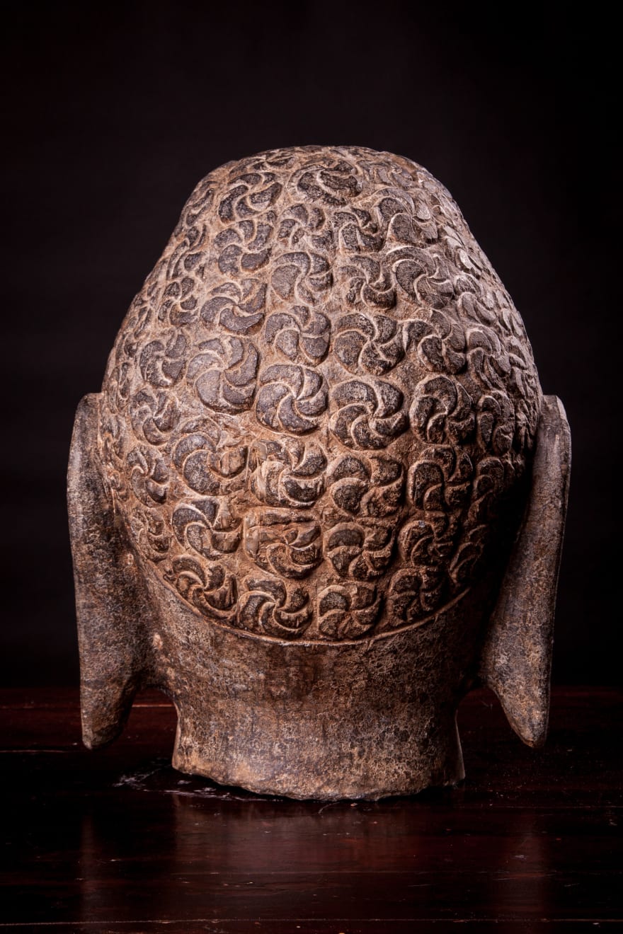 Jameson J Wood, Male Shakyamuni Stone Carved Buddha Heads