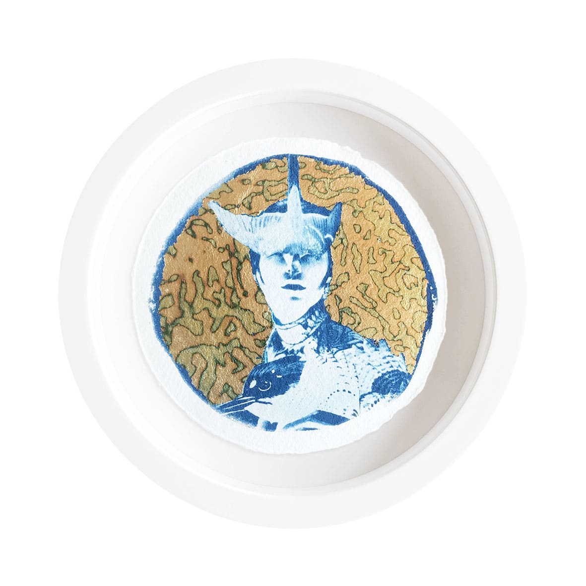 Chloe McCarrick, Amelia Over Zinc Starry Skies Study- White framed 210mm- Cyanotype With Zinc- Chloe McCarrick, 2020