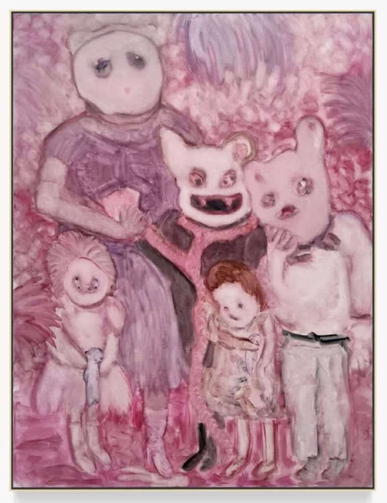 Ilya Fedotov-Fedorov, A family portrait with an animal wearing a girl's mask and a wig, 2022