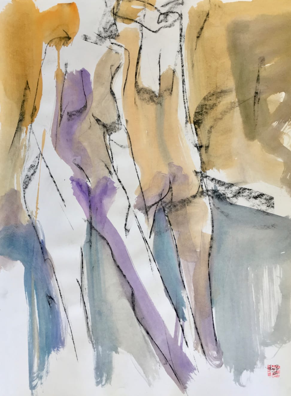 Freeman W. Butts, Two Standing Figures in a Landscape, 1982