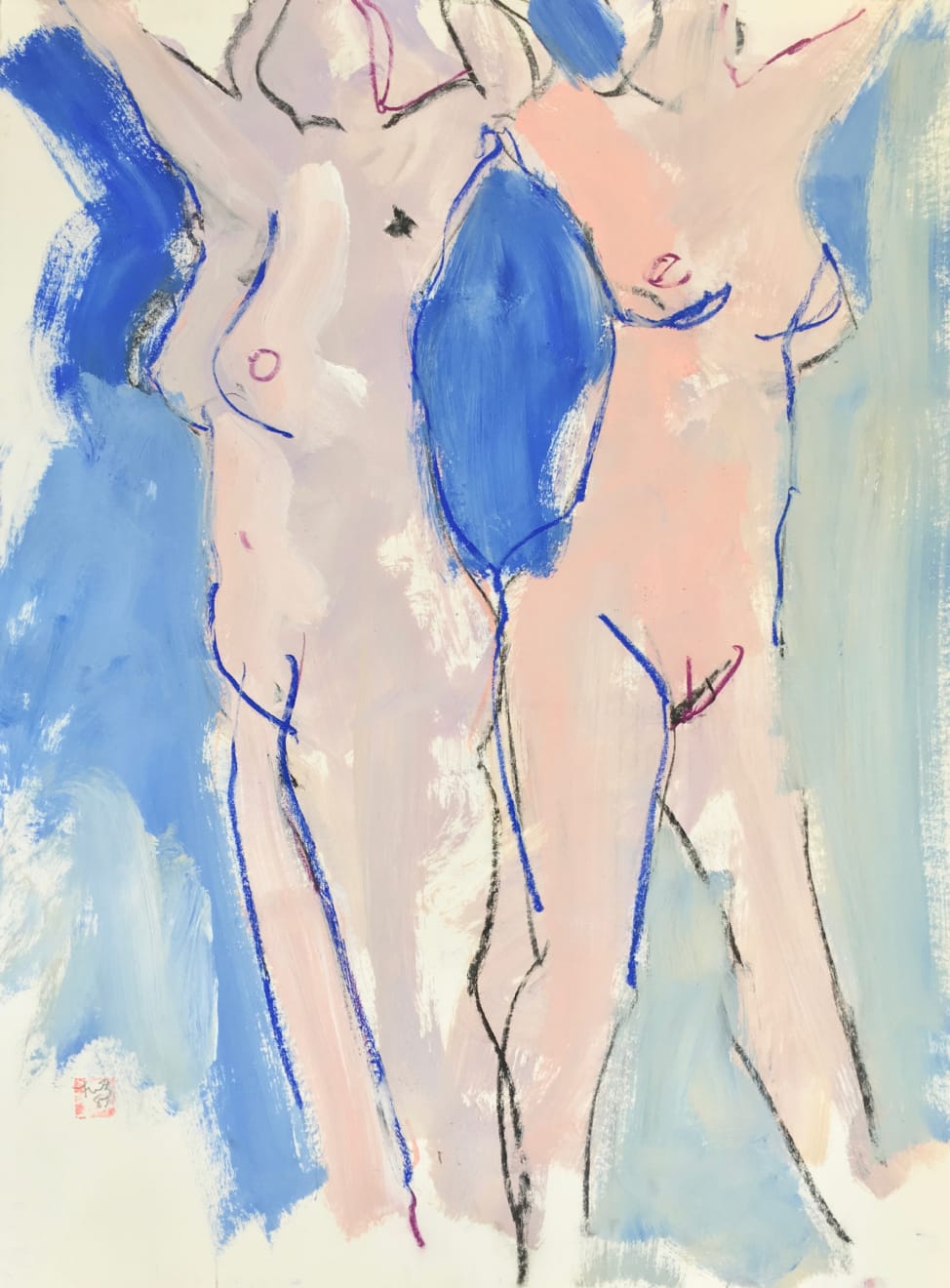 Freeman W. Butts, Two Figures in a Field of Blue, 1983