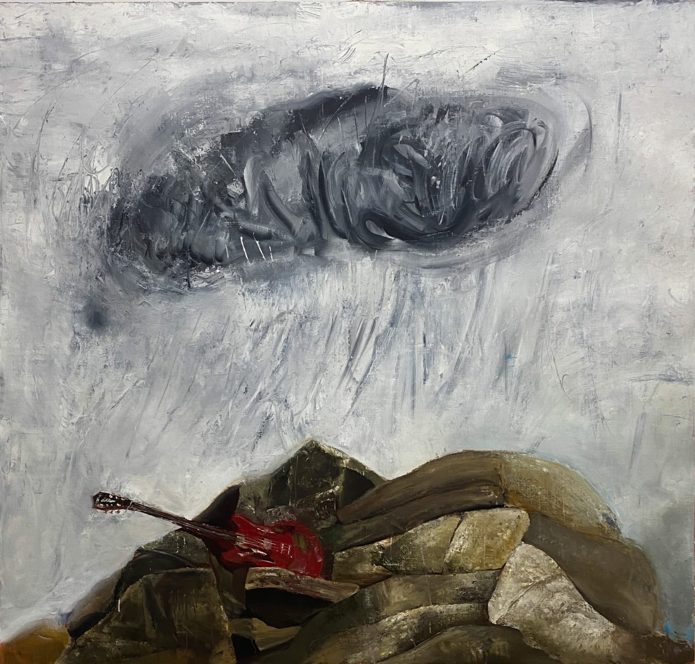 Jisan Ahn, Mr. Tode’s red guitar under the winter cloud, 2023