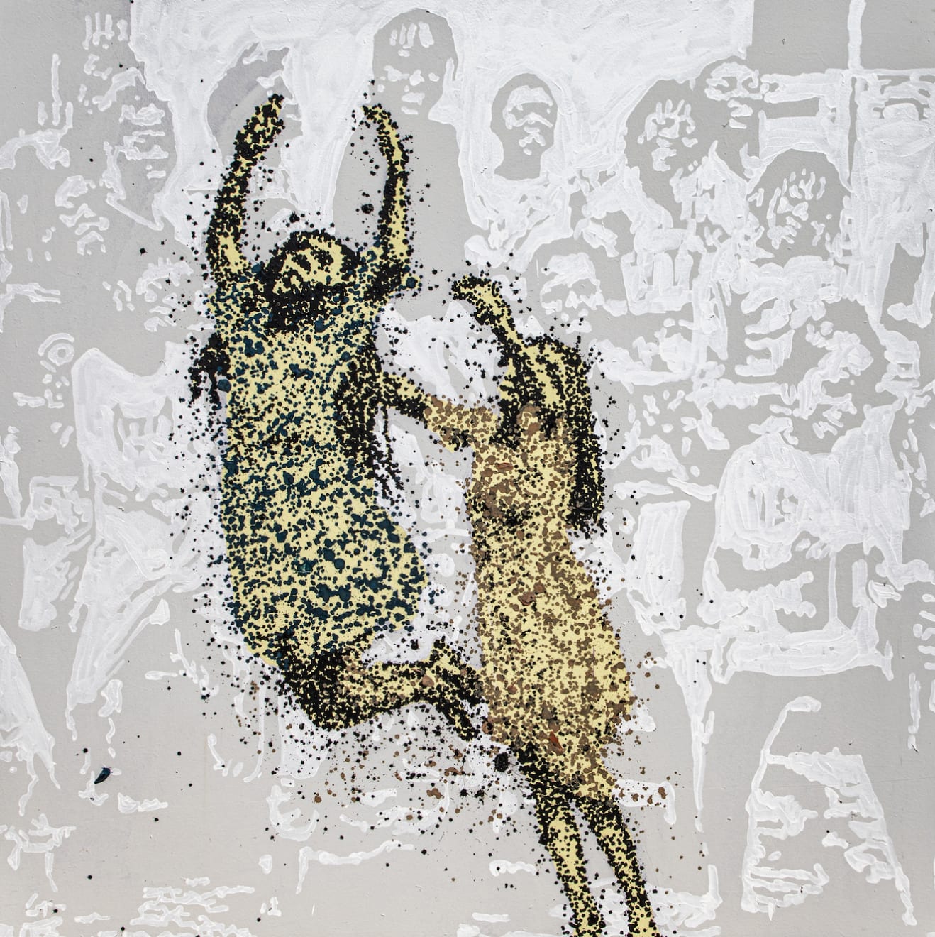 Melted plastic on canvas by Ivorian painter Yeanzi