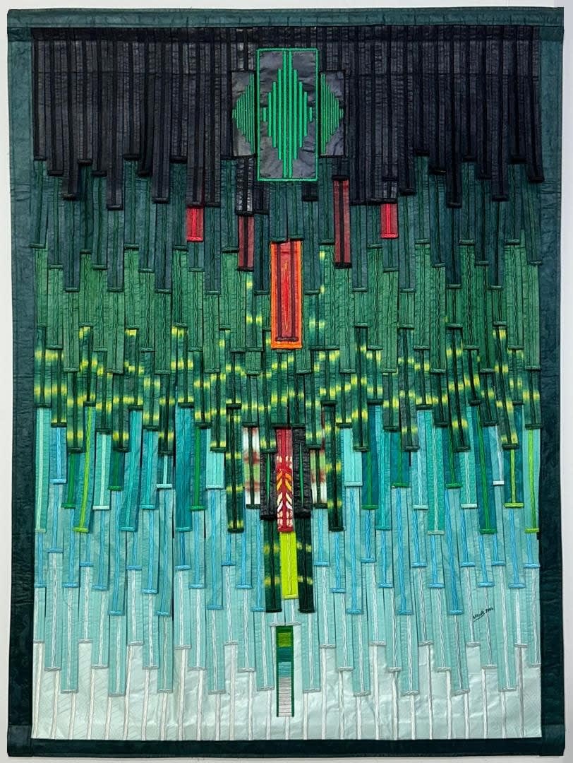 ABDOULAYE KONATÉ, Motifs de la cote d'ivoire sur fond vert, 2024