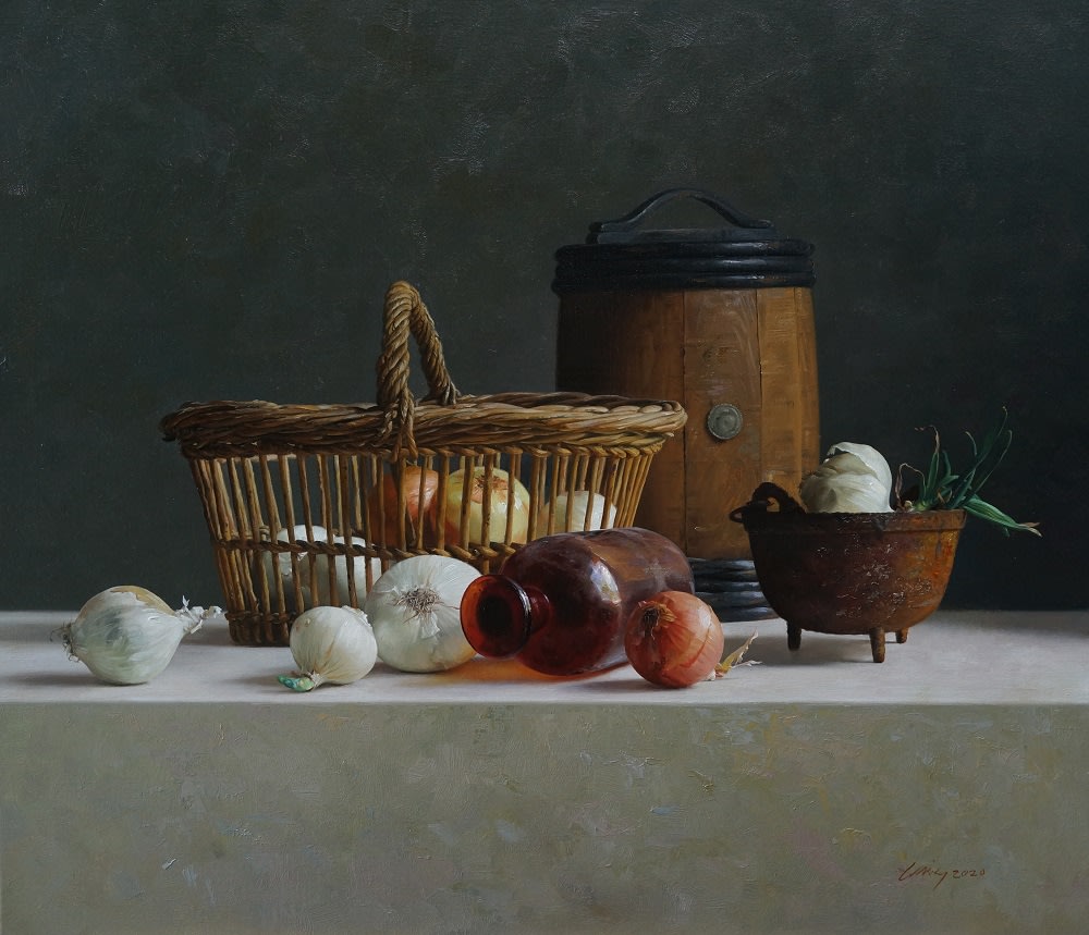 Qiangli Liang, Witte uien met Franse mand, 2021