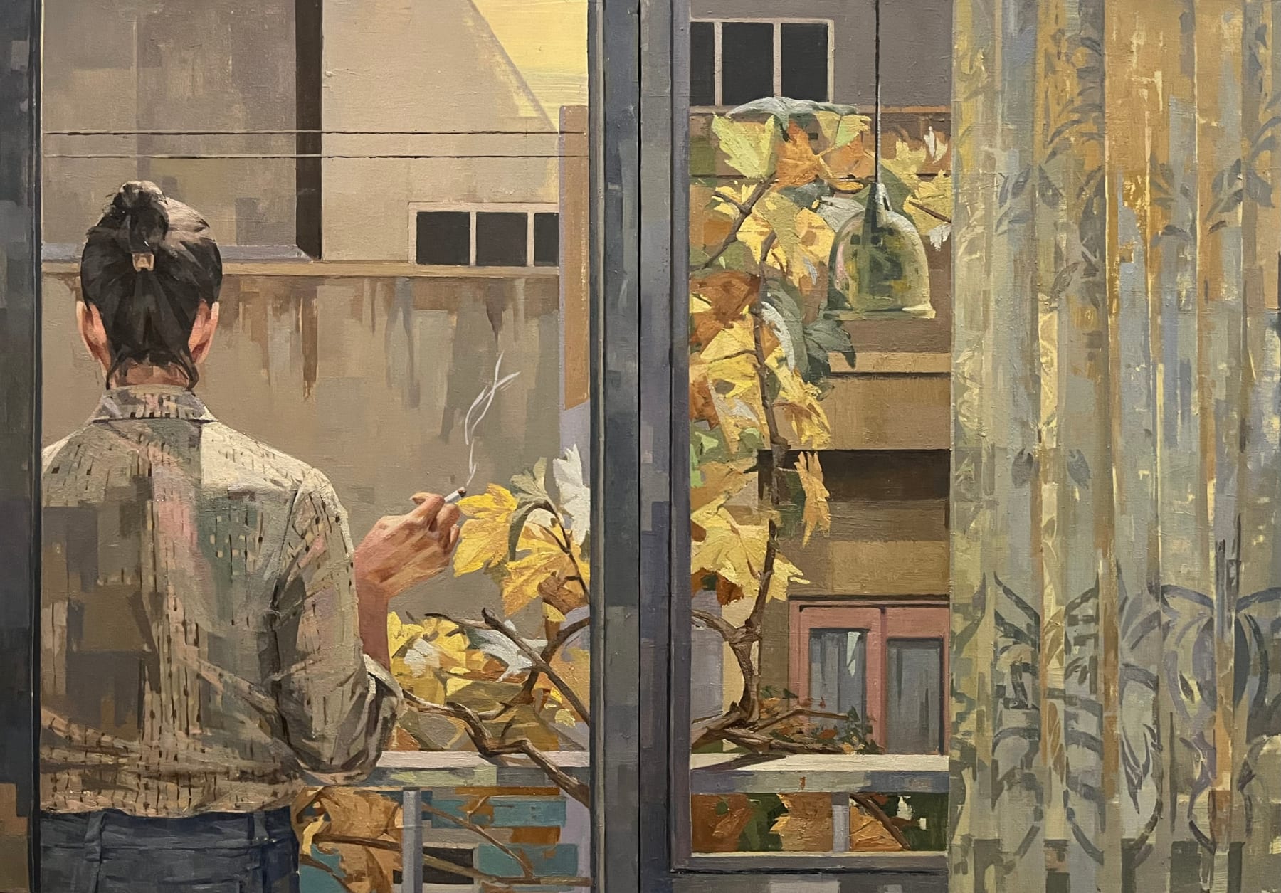 Hanie Soltani, Zahra in autumn balcony , 2023