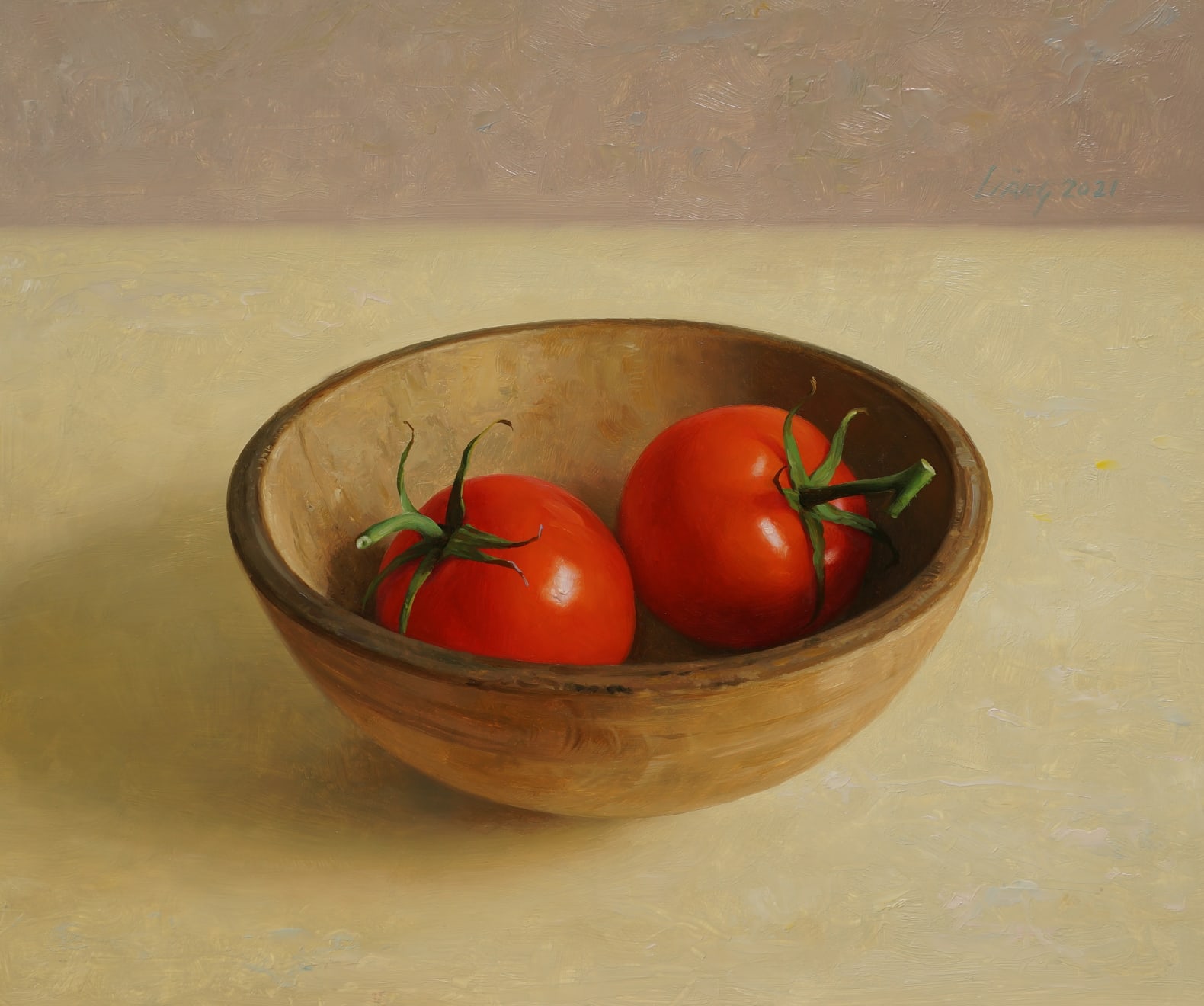 Qiangli Liang, Houten kom tomaten, 2021