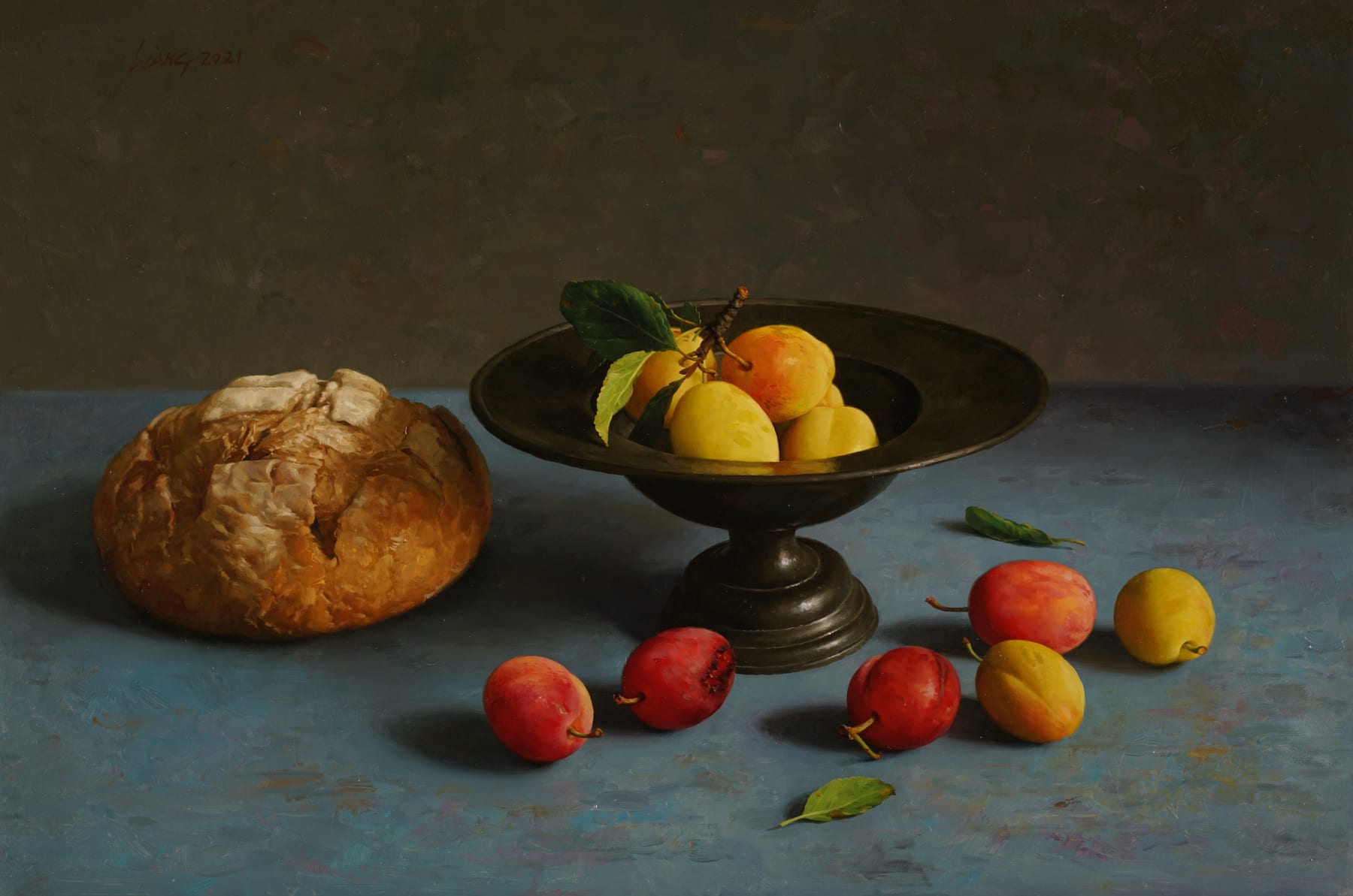 Qiangli Liang, Pruimen met brood, 2021