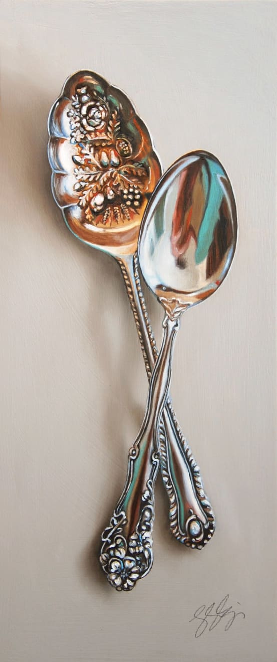 Leslie Lewis Sigler, Silver Pair #36, The Hunterand The Muse , 2023