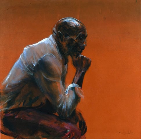 Sam Drukker, Zittende man met paarse broek, 2019