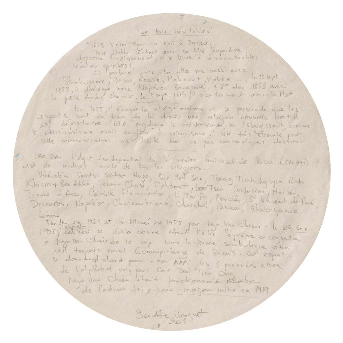 Sandrine Llouquet, Le Livre des Tables, 2018