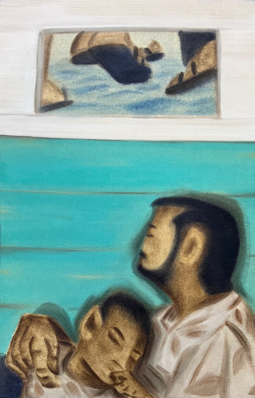 Mayun Kaluthantri, Sleeping father and son in Delft Island ferry, 2025