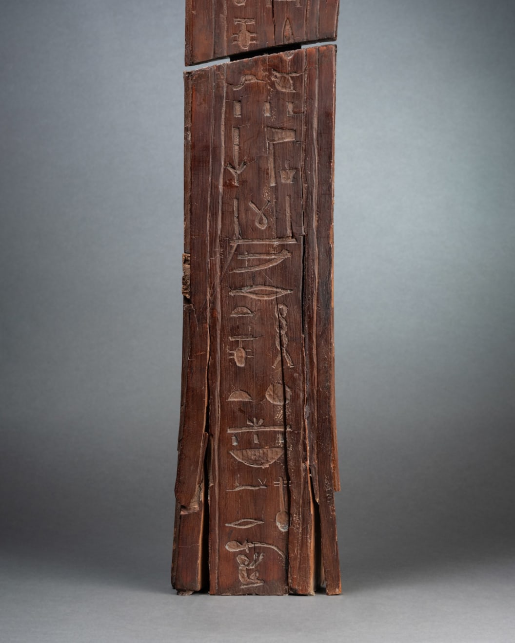 Ancient Egyptian Fragments, Re-united wooden fragments of the coffin of the Samaref Priest Horudja, 664-525 B.C