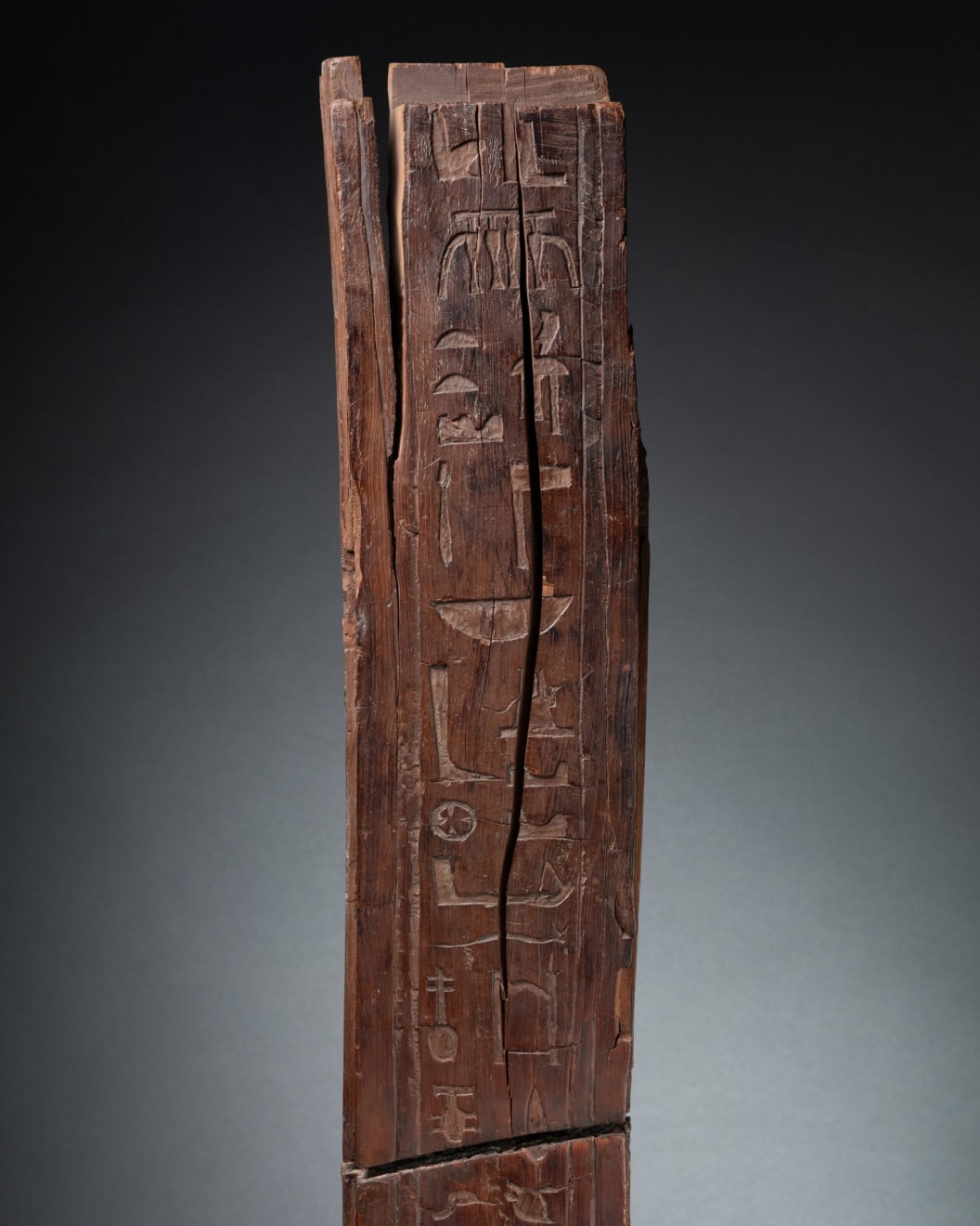 Ancient Egyptian Fragments, Re-united wooden fragments of the coffin of the Samaref Priest Horudja, 664-525 B.C