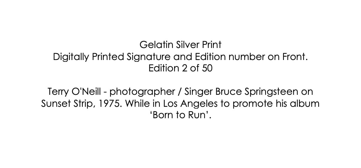 Terry O'Neill, Bruce Springsteen, Sunset Strip, 1975
