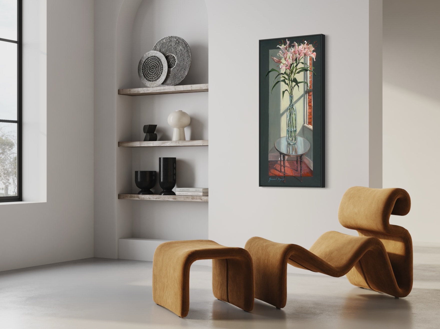 Gerard-Byrne-Let-the-Light-In-II-pink-lilies-contemporary-art-gallery-Dublin-Ireland-interior-design