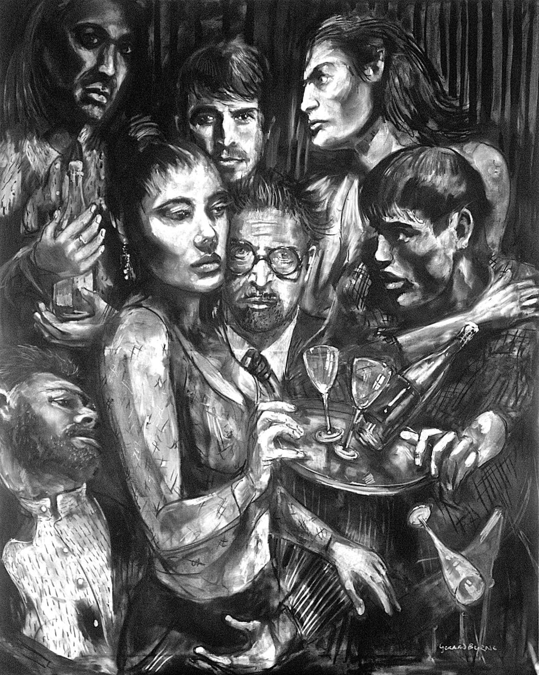 Gerard_Byrne_Brick_Lane_Heroes_contemporary_impressionism_figurative_charcoal_fine_art