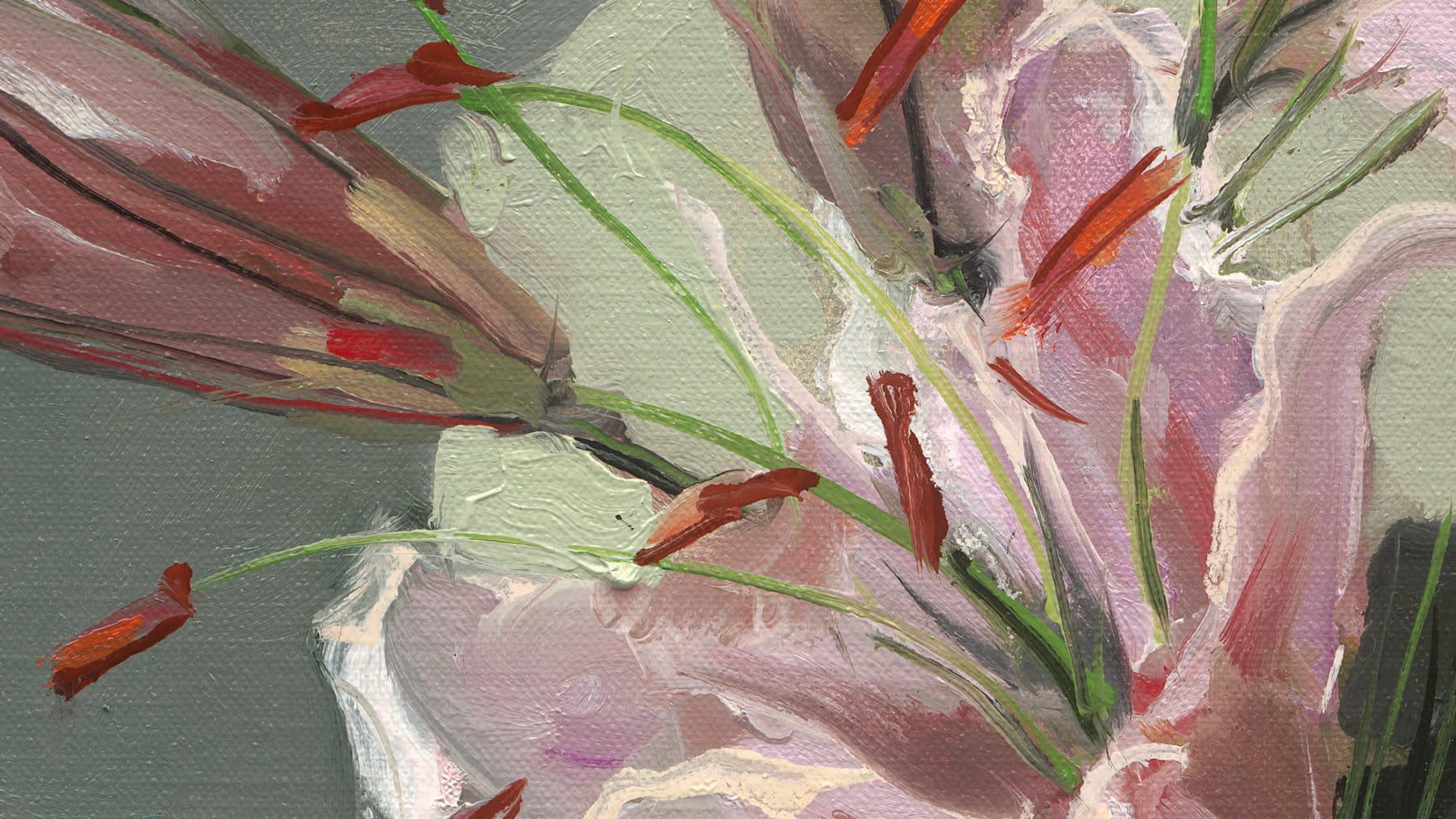 Gerard-Byrne-Let-the-Light-In-II-pink-lilies-contemporary-art-gallery-Dublin-Ireland-painting-detail