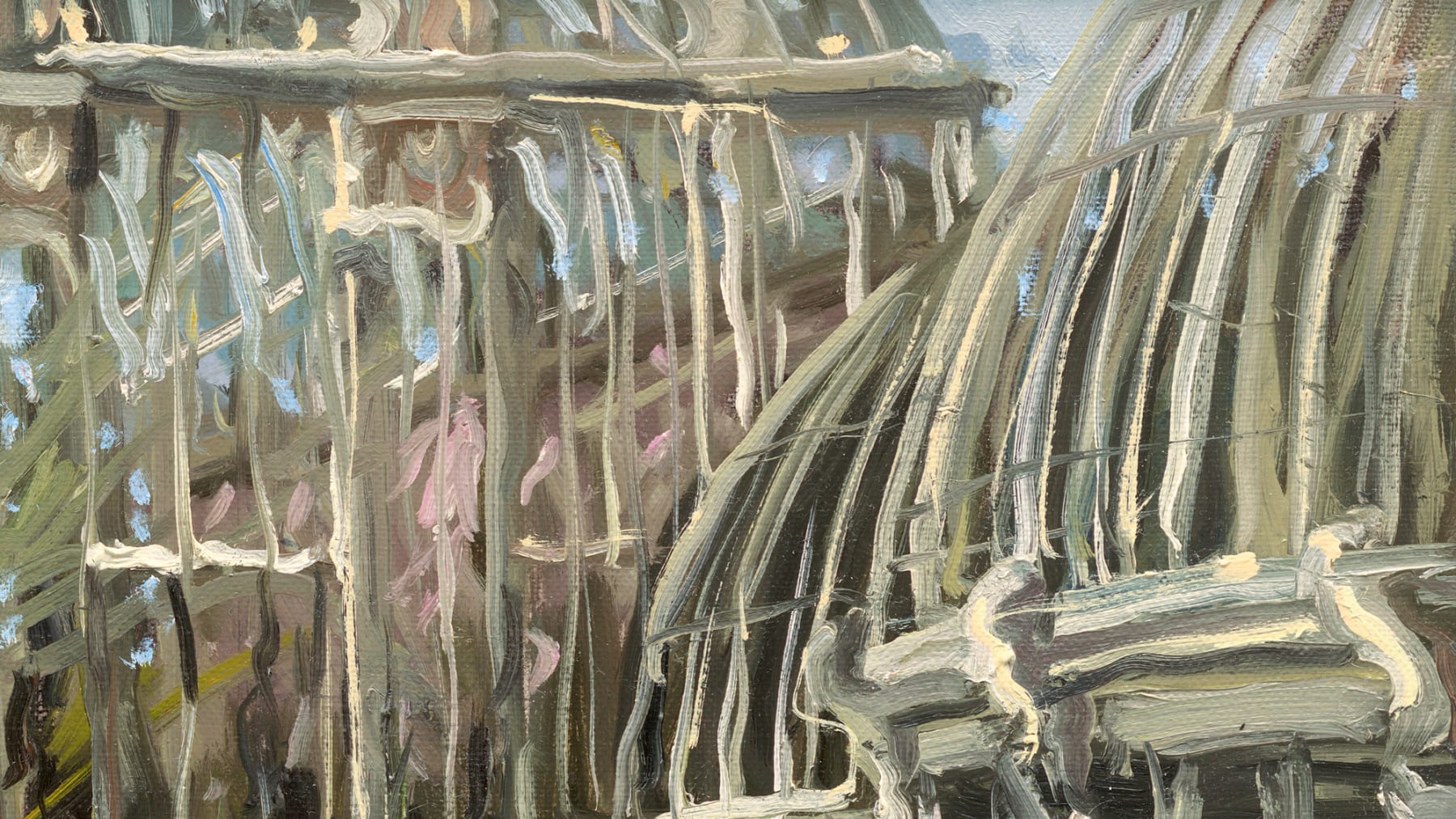 Gerard_Byrne_Curvilinear_Range_in_the_Evening_Sun_modern_irish_impressionism_fine_art_gallery_Dublin_Ireland_painting_detail