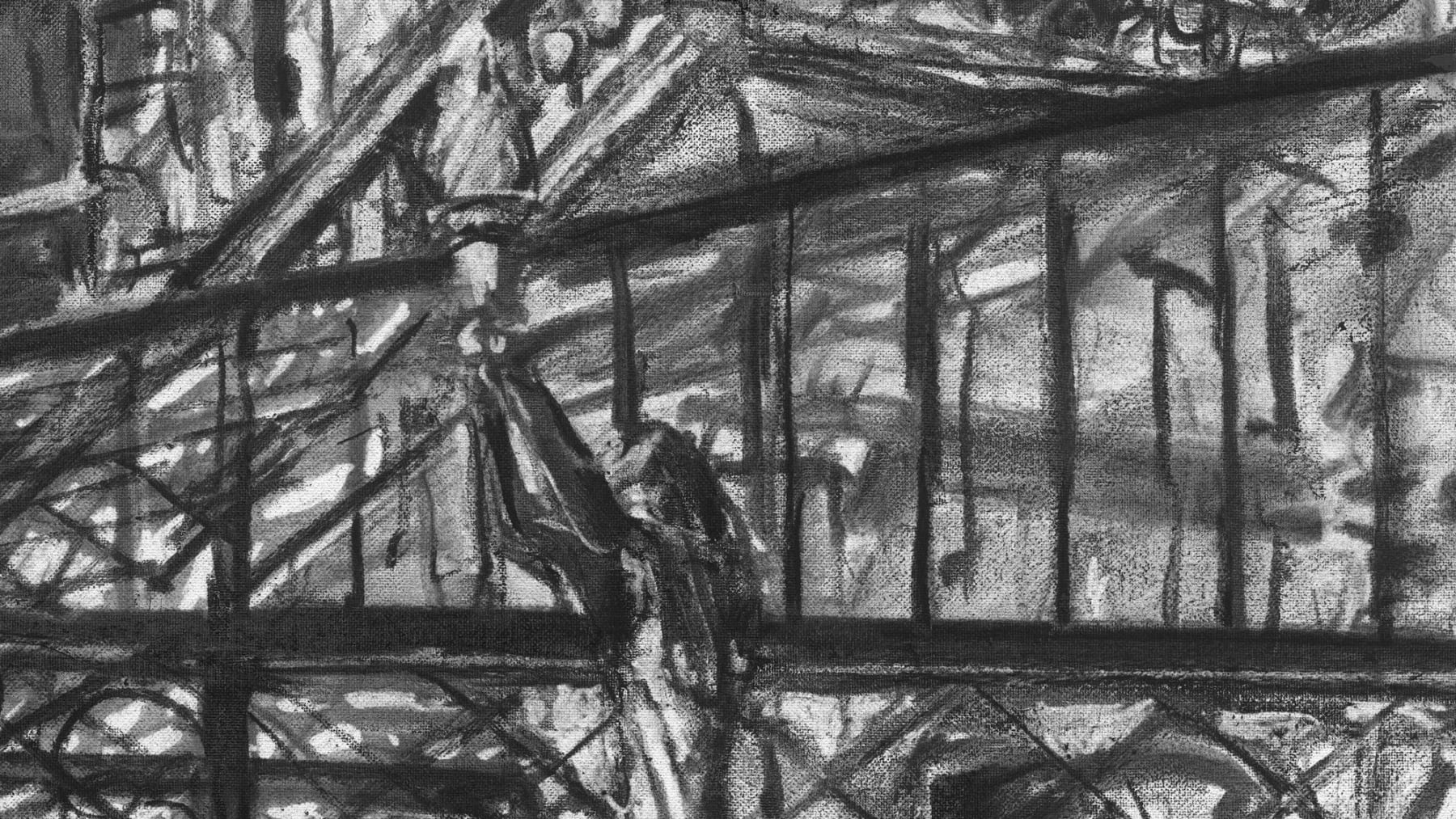 Gerard_Byrne_Thing_Can_Only_Get_Better_modern_irish_impressionism_fine_art_gallery_Dublin_Ireland_charcoal_sketch_detail