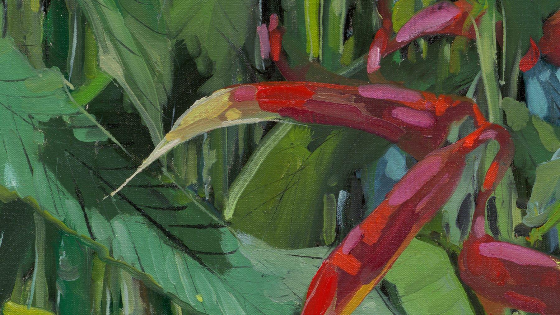 Gerard_Byrne_Firecracker_Heliconia_painting_detail_contemporary_figurative_art_fine_art_gallery_Dublin_Ireland
