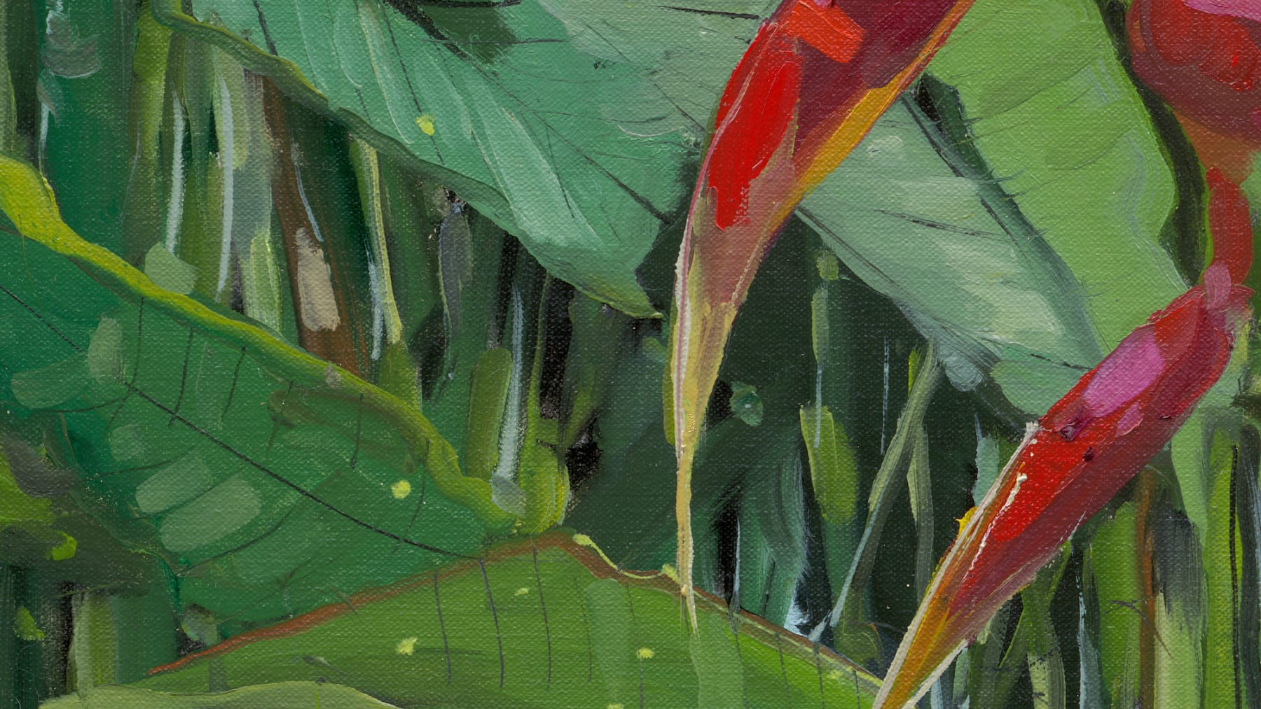 Gerard_Byrne_Firecracker_Heliconia_painting_detail_contemporary_figurative_art_fine_art_gallery_Dublin_Ireland