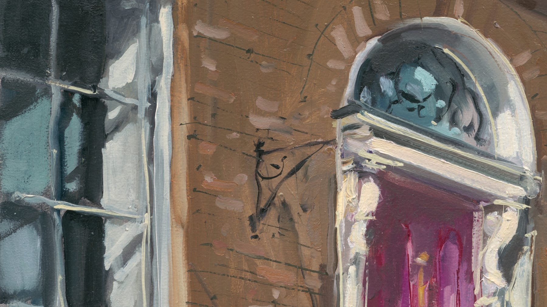 Gerard_Byrne_Portobello_Pink_Door_in_Spring_modern_irish_impressionism_fine_art_gallery_Dublin_Ireland_painting_detail