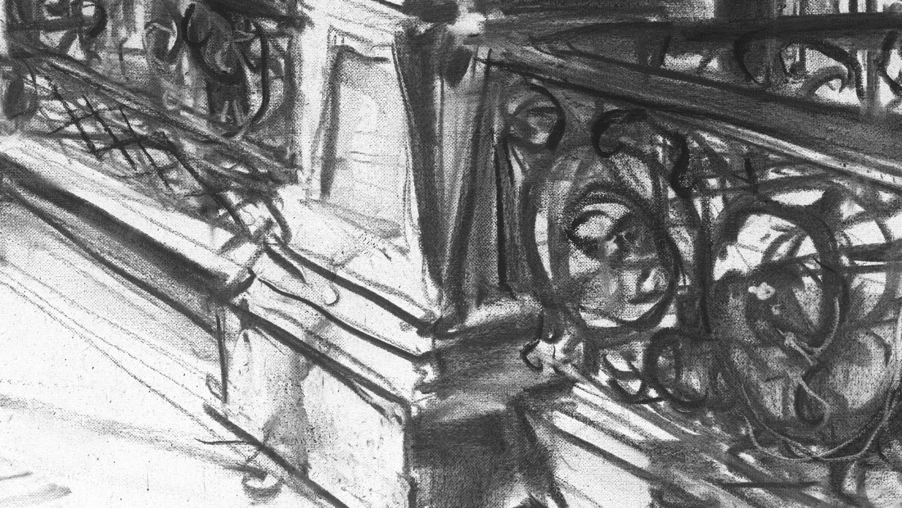 Gerard_Byrne_Thing_Can_Only_Get_Better_modern_irish_impressionism_fine_art_gallery_Dublin_Ireland_charcoal_sketch_detail