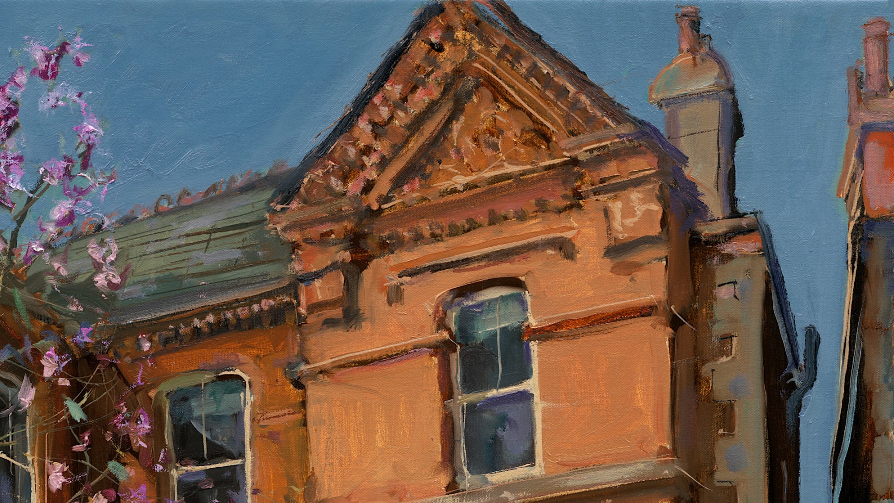 Gerard_Byrne_irish_artist_Peaceful_Morning_on_Eglinton_Road_Dublin_modern_impressionism_painting_detail