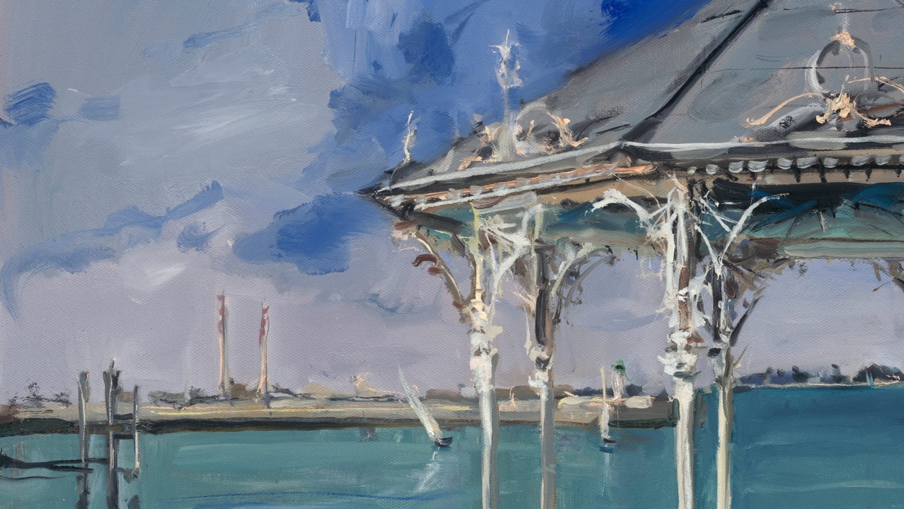 Gerard_Byrne_The_Band_Stand_Dun_Laoghaire_modern_irish_impressionism_fine_art_gallery_dublin_Ireland_painting_detail