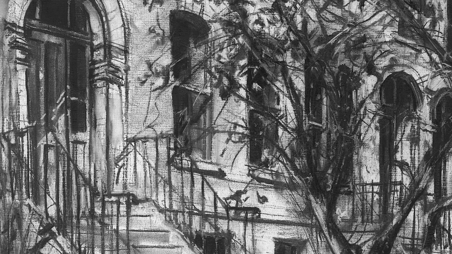 Gerard_Byrne_Magnolia_Blossom_on_Dartmouth_Square_contemporary_impressionism_charcoal_detail