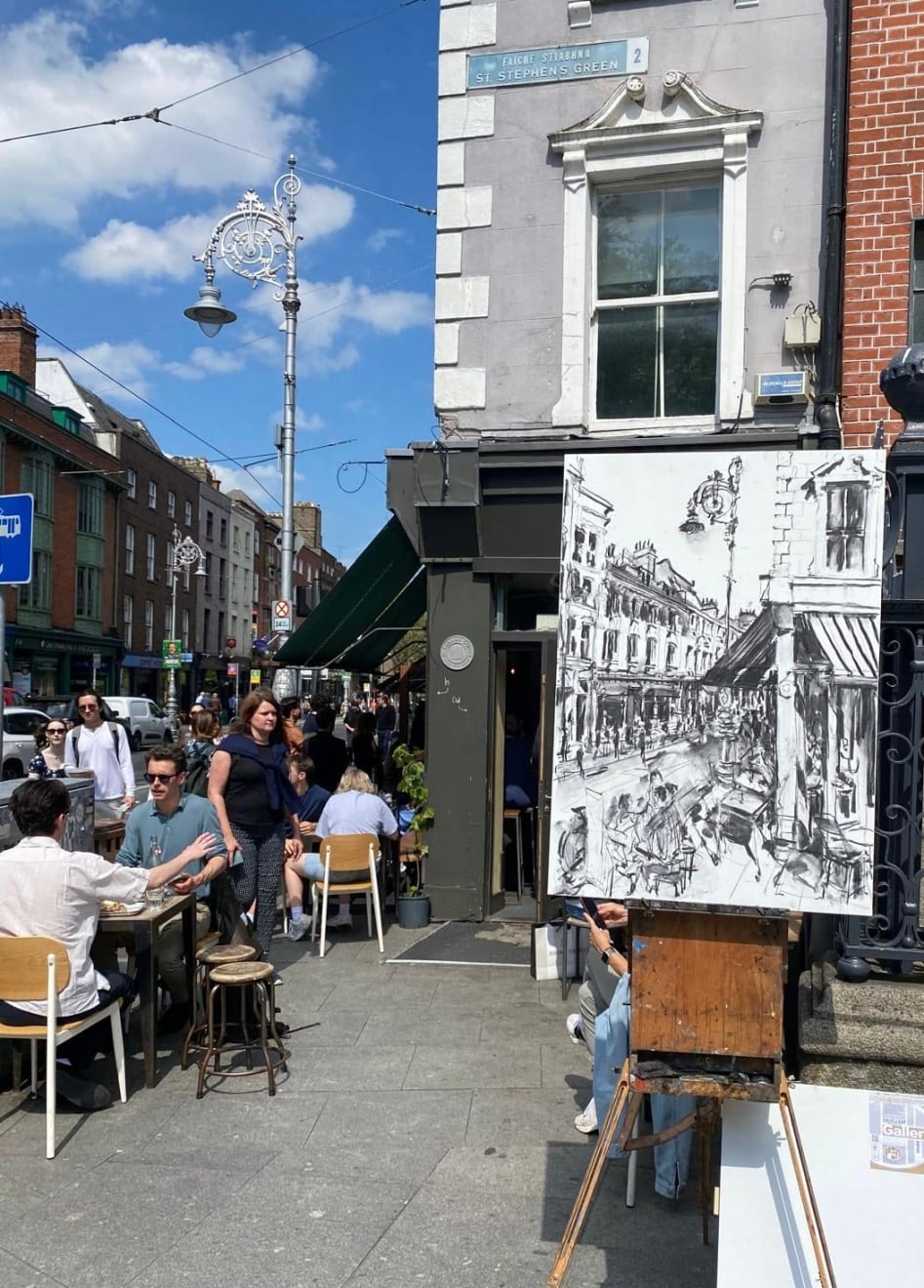 Gerard-Byrne-Joyful-Day-on-Dawson-Street-Dublin-irish-modern-impressionism-plein-air-painting-Dublin