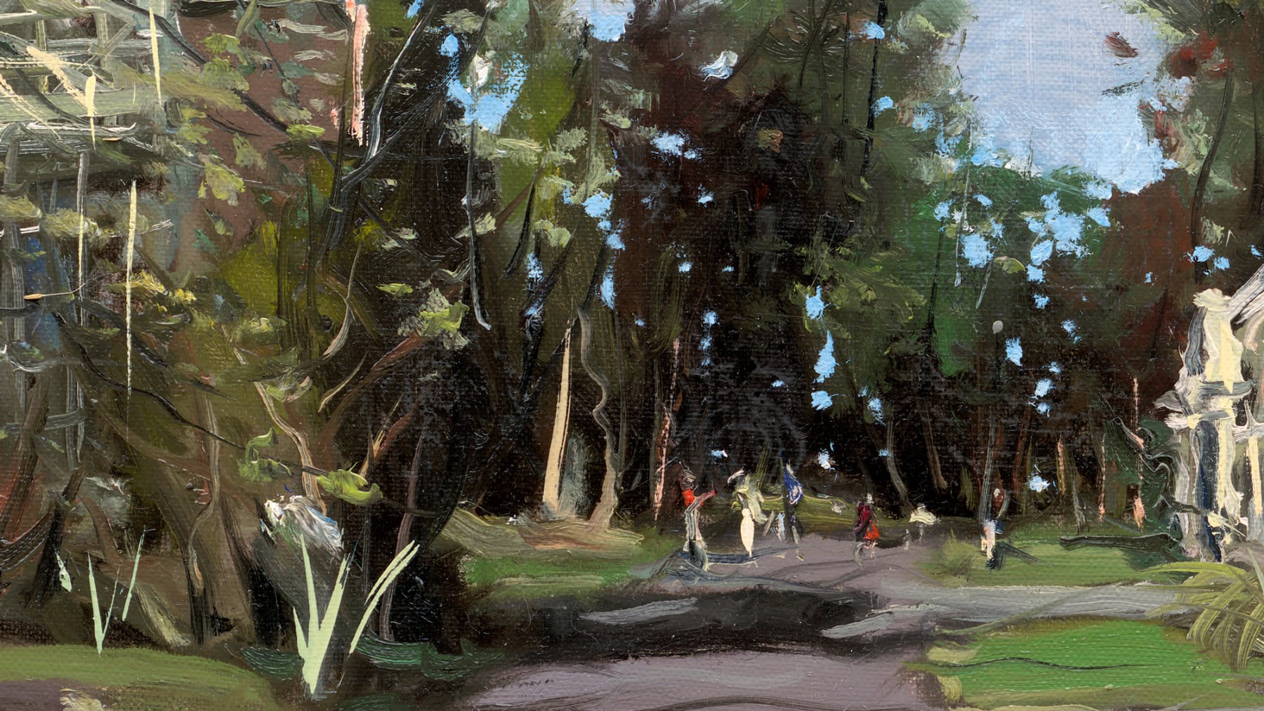 Gerard_Byrne_Curvilinear_Range_in_the_Evening_Sun_modern_irish_impressionism_fine_art_gallery_Dublin_Ireland_painting_detail