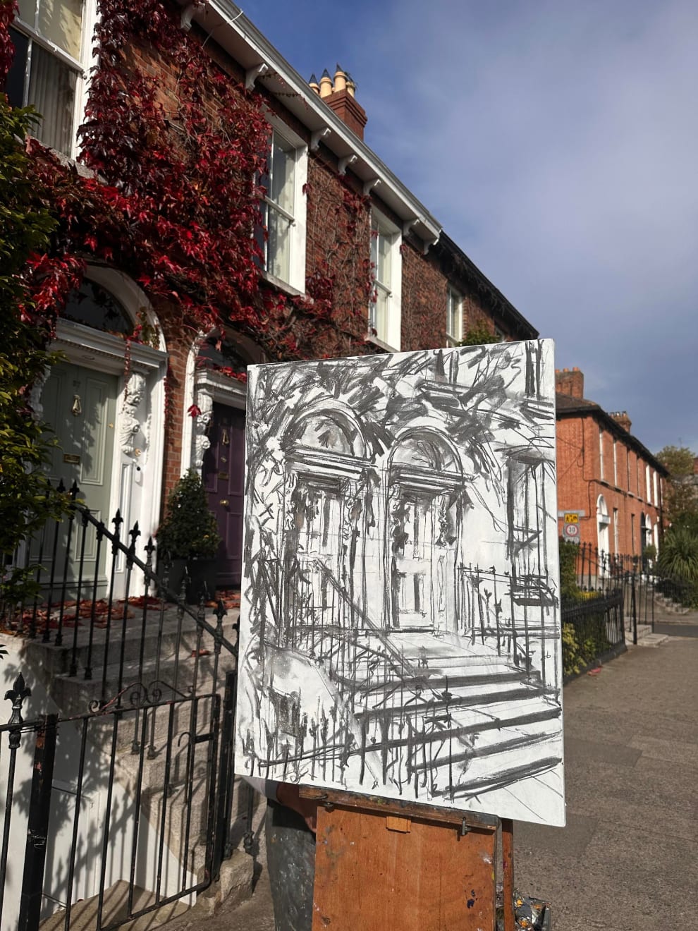 Gerard-Byrne-irish-modern-impressionist-painting-plein-air-Dublin-Doors-in-Dublin