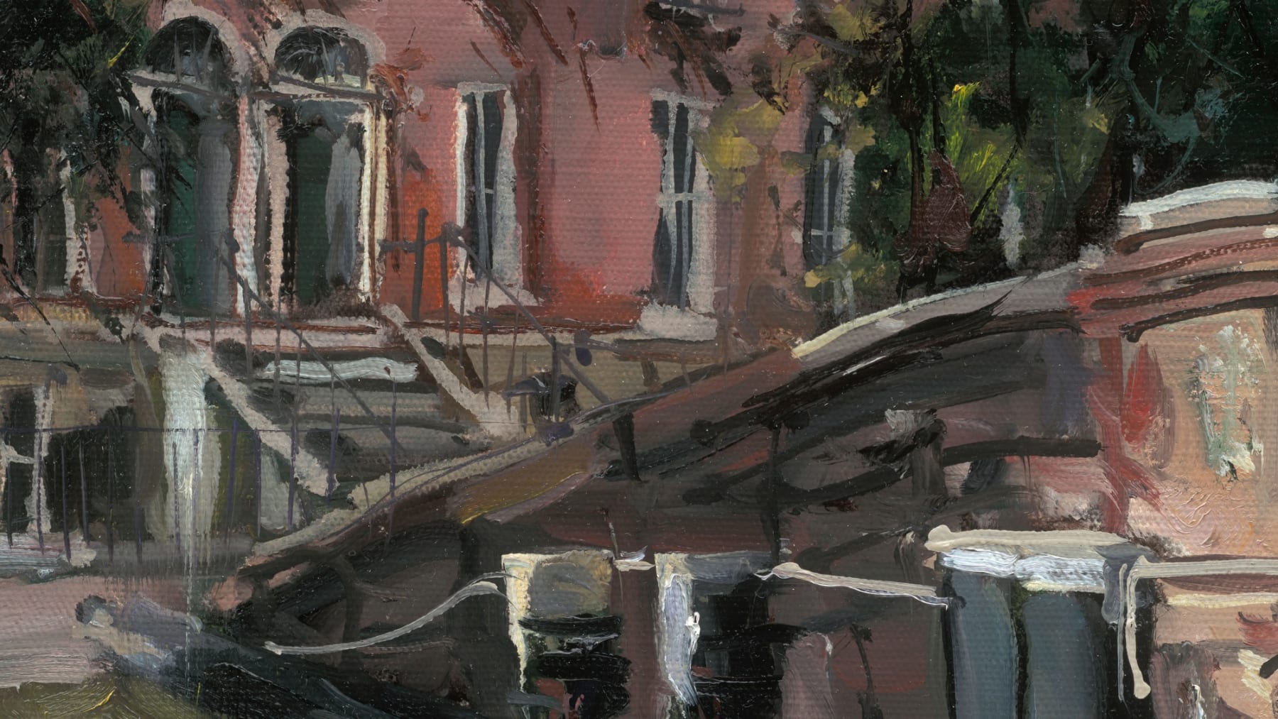 Gerard_Byrne_Canal_Reflections_painting_detail_modern_irish_impressionism_fine_art_gallery_Dublin_Ireland