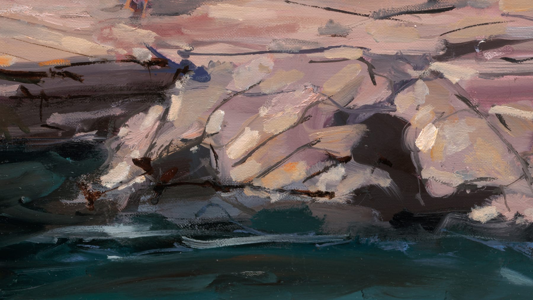 Gerard-Byrne-Here-Comes-the-Sun-Seapoint-Martello-Tower-irish-modern-impressionism-art-gallery-Dublin-painting-detail
