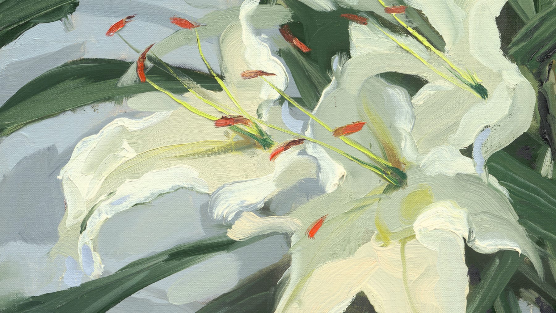 Gerard_Byrne_White_Oriental_Lilies_irish_contemporary_figurative_artist_art_gallery_dublin_ireland_painting_detail