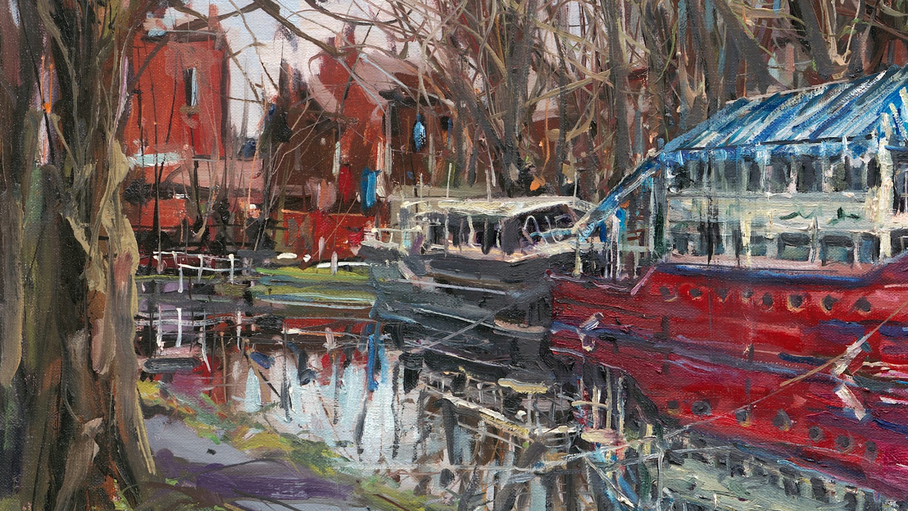 Gerard_Byrne_Grand_Canal_in_Spring_Dublin_modern_irish_impressionism_painting_detail