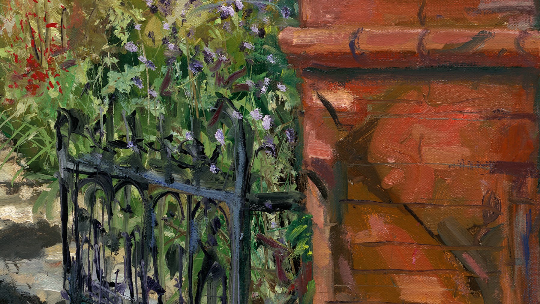 Gerard_Byrne_irish_artist_Peaceful_Morning_on_Eglinton_Road_Dublin_modern_impressionism_painting_detail