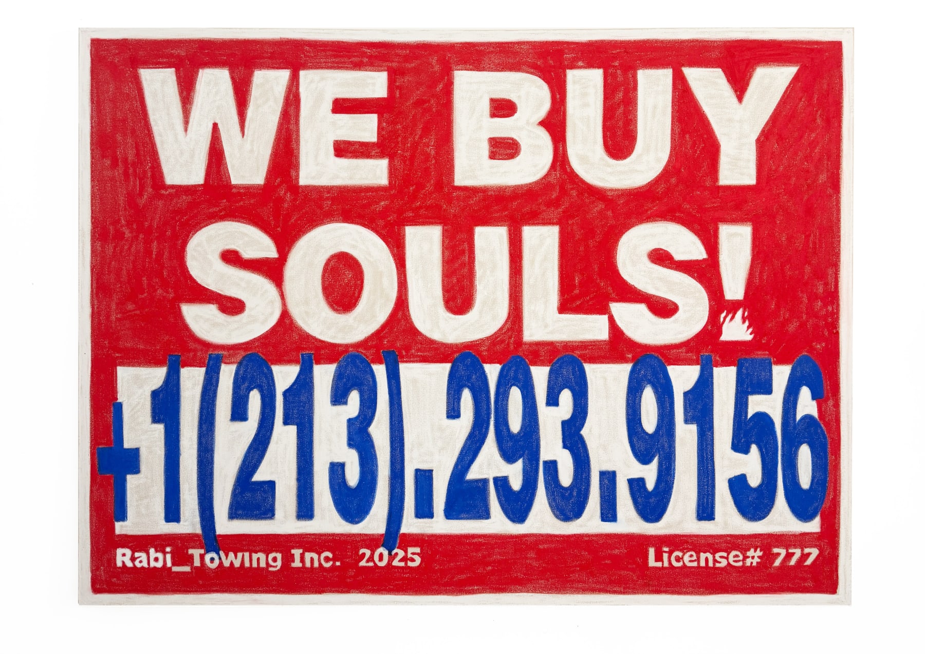 we buy souls painting with a phone number (red, white and blue)