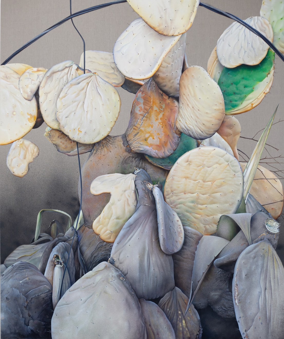 painting of a half-burnt cactus