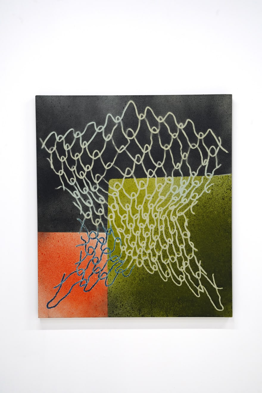 abstract painting of a fence by Michael Diamond