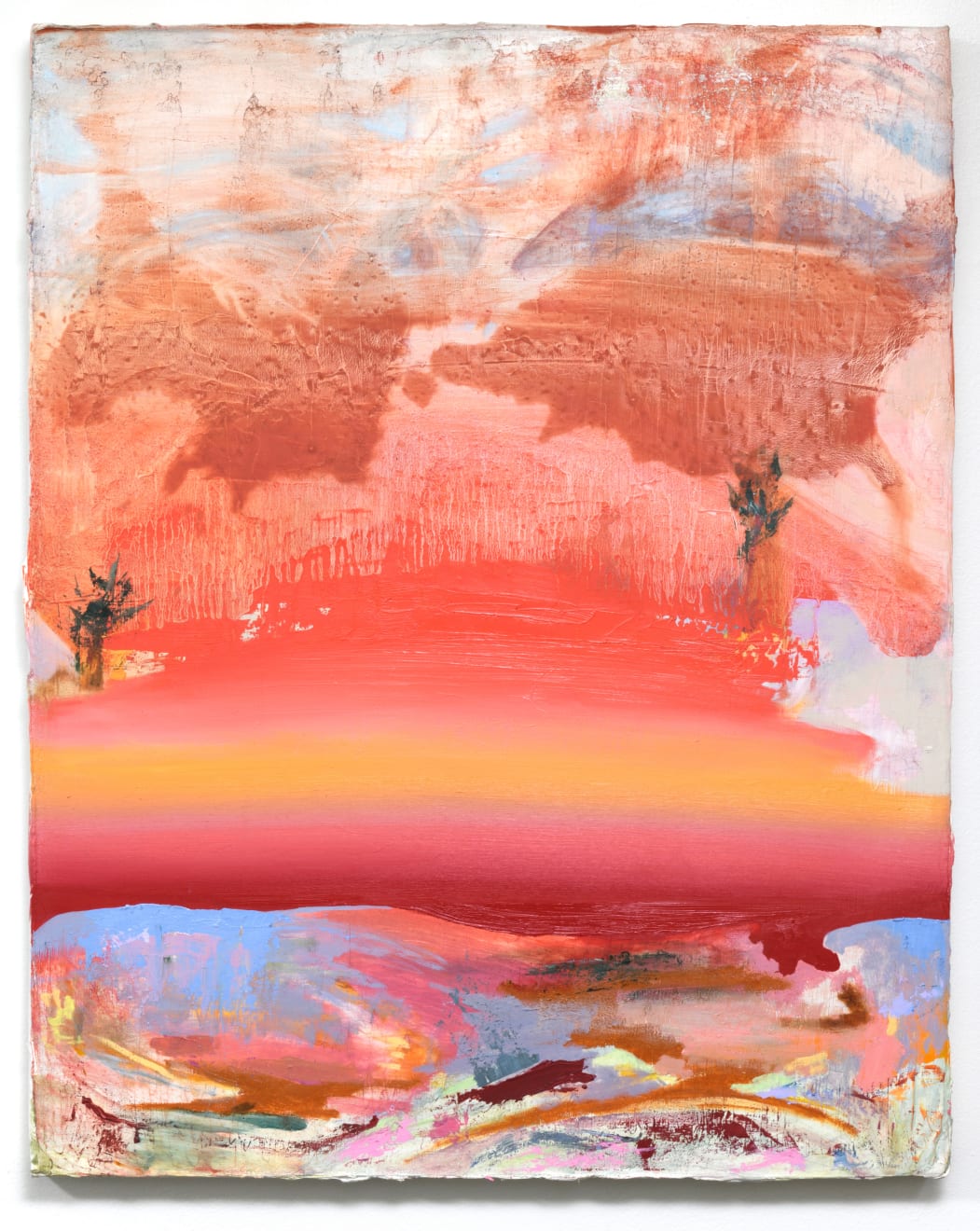 abstract pink and orange paintintg of a landscape
