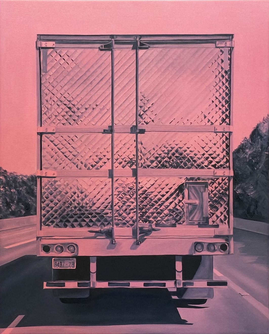 painting of the back of a semi truck