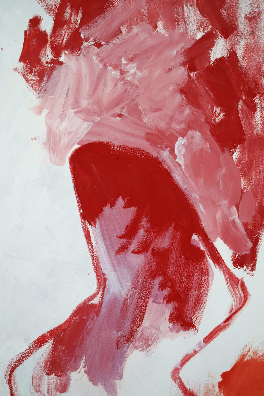 abstract painting of a a figure falling