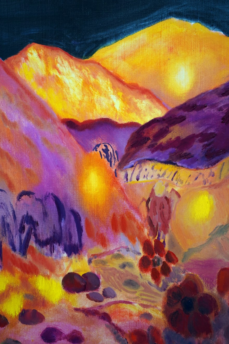 abstract painting of mountains